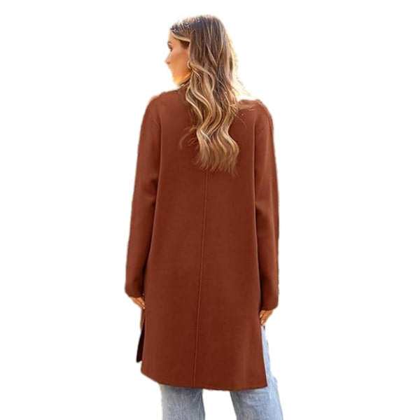 Dame Lang Uldbluser Cardigan Let Casual Frakke Brown L