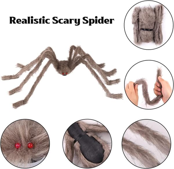 59” Halloween Hårig Spindel Utomhus Dekorationer Brown