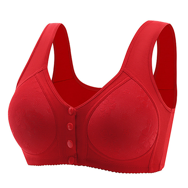 BH för kvinnor med framknäppning, plusstorlek, spets, full täckning, bygel, ofodrad RED 38/85