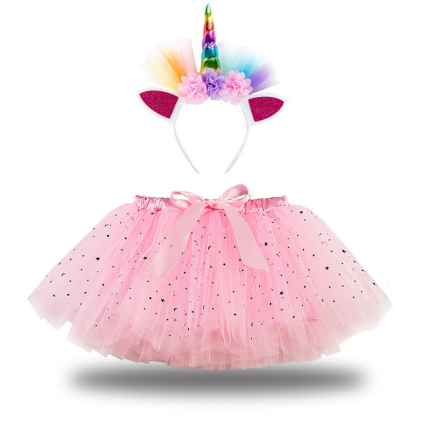 Tyttöjen Kerroksittainen Tähti-Sekvenssit Tutu-Hamemekko Pink M