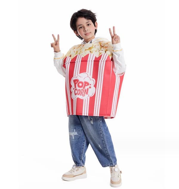Halloween Popcorn Kostym för Barn Red WhIte