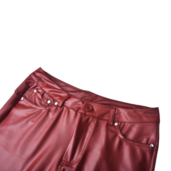 Leggingsbyxor i konstläder för kvinnor wine red XL