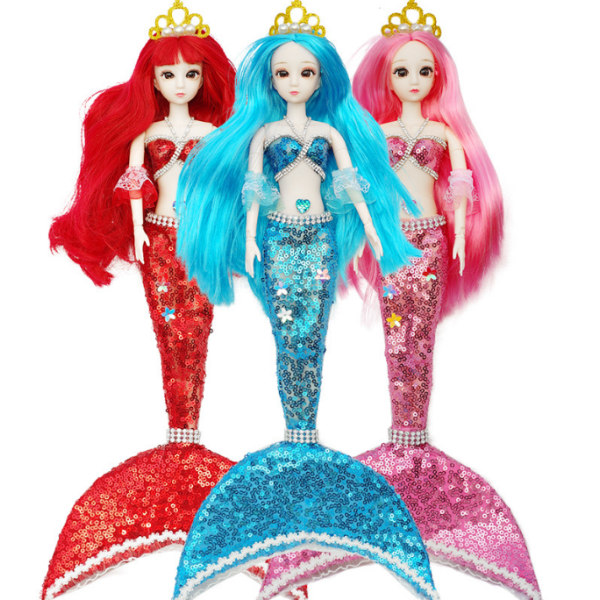 Barbiedocka sjöjungfruleksaker med paljetter blue