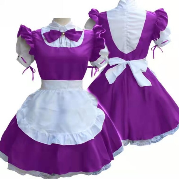 Bowknot jungfruklänning för kvinnor, gotiska spetsklänningar Purple 2xl