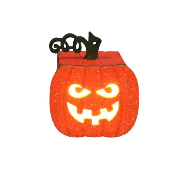 Halloween LED Trä Glödande Ghost Face Pumpkin Lights Style 3