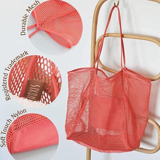 Mesh Beach Tote Damaxelhandväska orange
