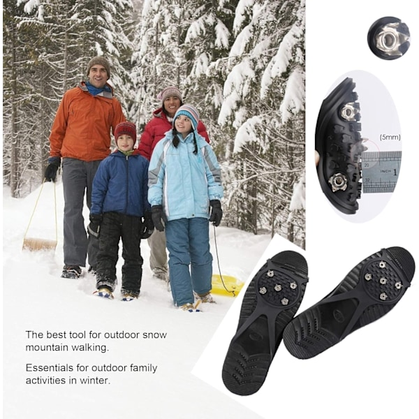 2 Par Non-Slip Gripper Pigger for Sko og Støvler for Gang på Snø og Is M