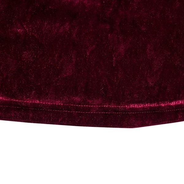 Herrar Sammet Långärmad Skjorta Turtleneck Slim Fit Topp Red M