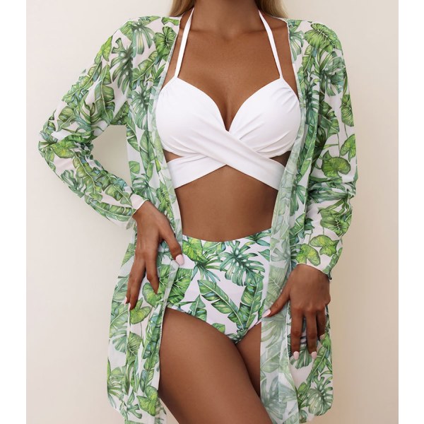 Triangel Halter Bikini Baddräkt för kvinnor light green XL