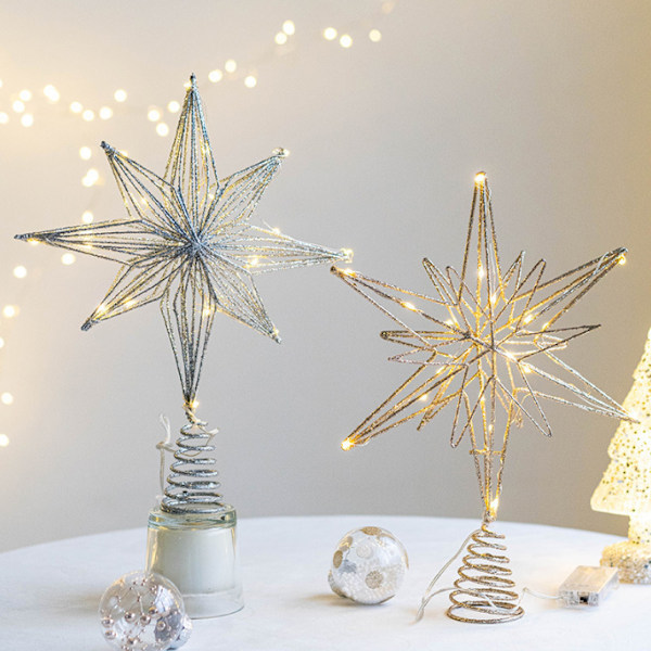 Christmas Star Tree Topper, Treetop Star silver1 20cm