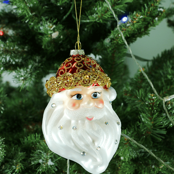 Jultomten Ansikte Glas Julgransprydnad 2st