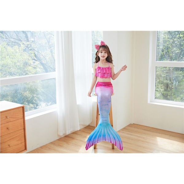 Mermaid Tails för simning för flickor Monofin sjöjungfrubaddräkt pink and blue M