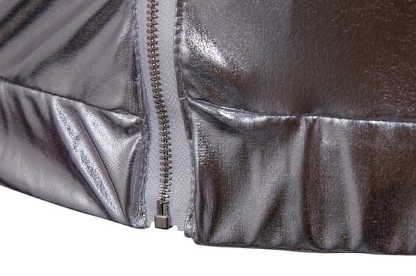 Herrar Stående Krage Zip Långärmad Sekvensjacka Silver L