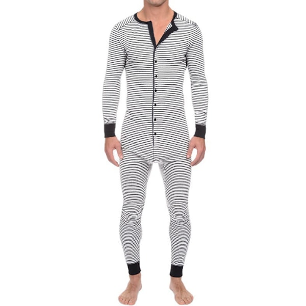 Långärmad bekväm avskalad pyjamasbyxdress för män white M