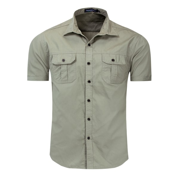 Kortärmad skjorta Casual Slim Fit bomullsskjorta för man green S 6d96 |  green | S | Fyndiq