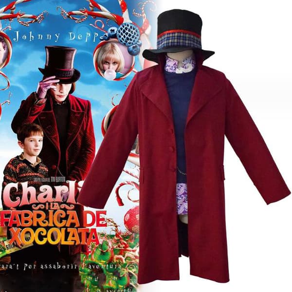 Wonka-kostyme med gratis hatt 2XL