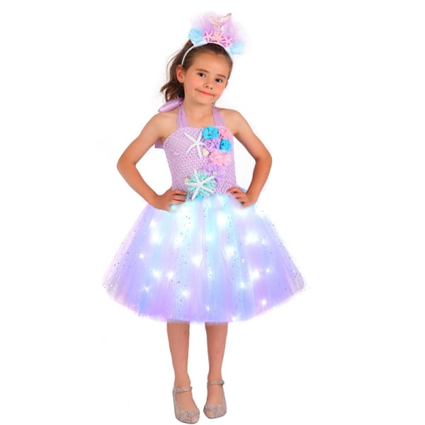 Pige Havfrue Kostume Havfrue Lysende Tutu Kjole Pink L