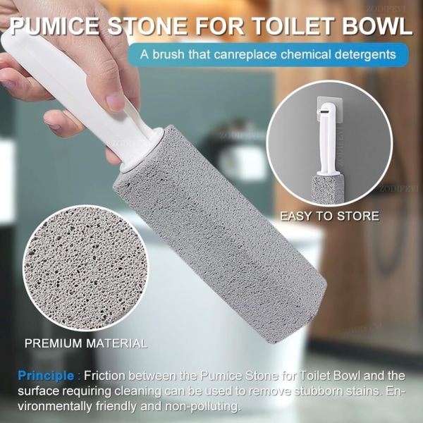 3-pack pimpsten för toalettrengöring med extra långt handtag