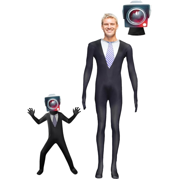 Skibidi Toalett Cameraman TV Man Kostym för Barn Surveillance Man 150cm