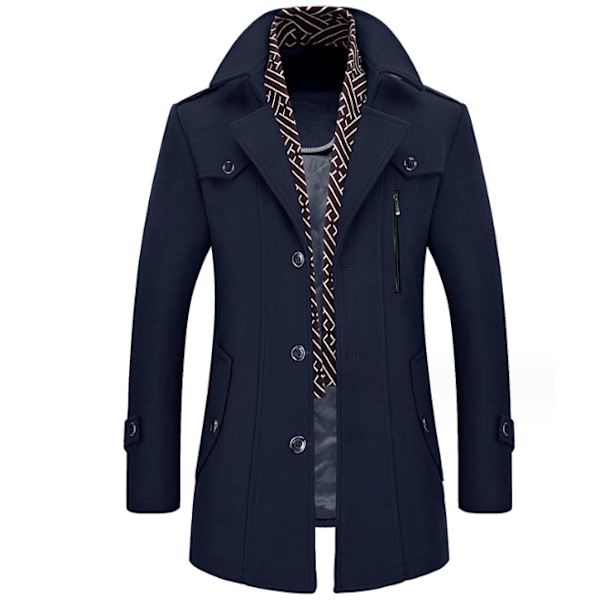 Herrar Herringbone Tweed Lång Kavaj Navy blue M