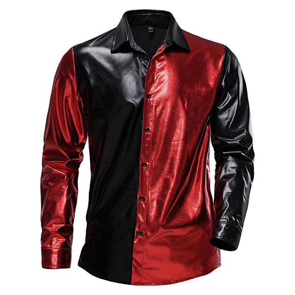 Herrarnas Långärmad Patchworkjacka med Pailletter Red L