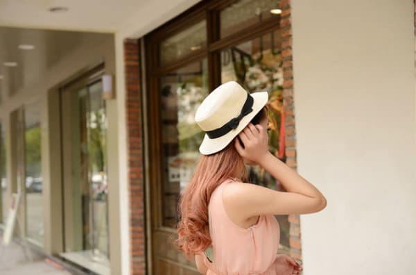 Kvinnor Bred Brätte Straw Panama Sun Hat Beige