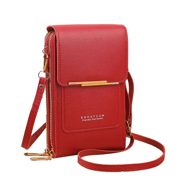 Stöldskyddad Läder Väska, Telefon Crossbody Väskor för Kvinnor red