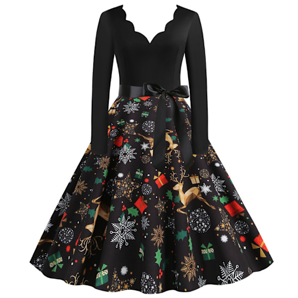 Print Jul Casual Slim Klänning black M