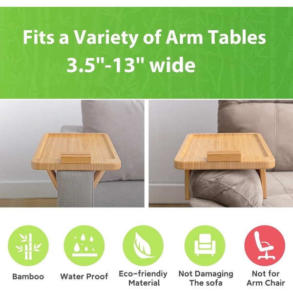 Sofa Arm Tray Bord Klemmet Til Bakke Rectangular
