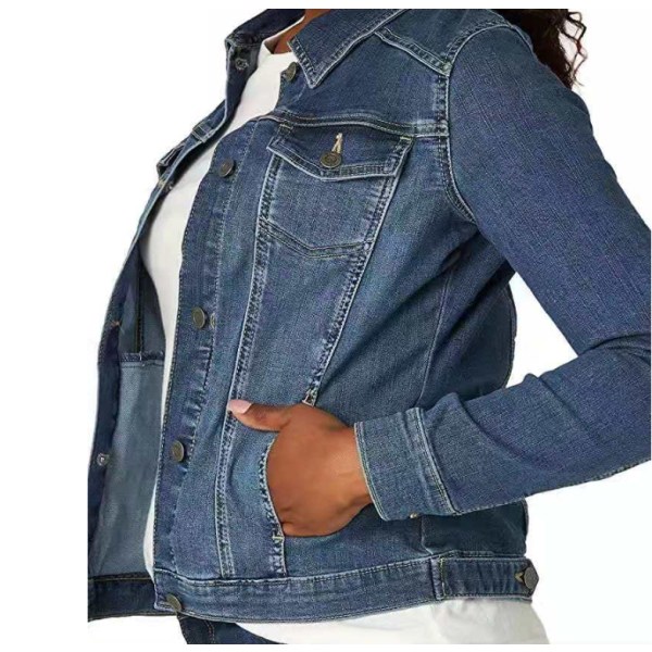 Jeansjacka dam, Basic Slim Fit jeansjacka för kvinnor blue S