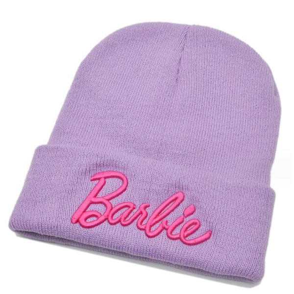 Kubisk Broderad Rosa Stickad Ullhatt Purple