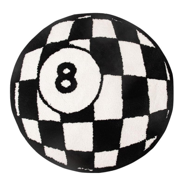 Svart 8-ball teppe, søtt unikt kult morsomt 39 tommer rundt område tepper Black 80cm