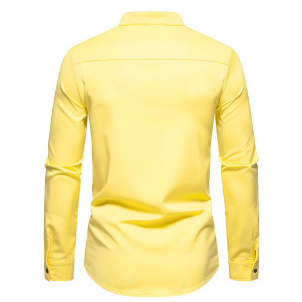 Herrar Färgblockad Skjorta Casual Plus Size Skjorta Yellow M