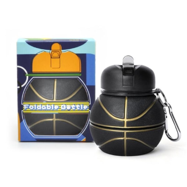 500 ml hopfällbar boll utomhussportflaska Black Basketball Bottle