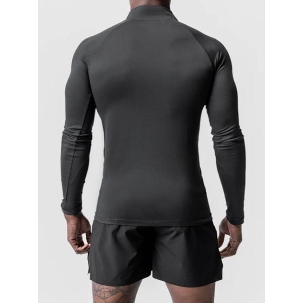 Herrar Långärmad Pullover Snabbtorkande Sweatshirt Topp Black 4XL