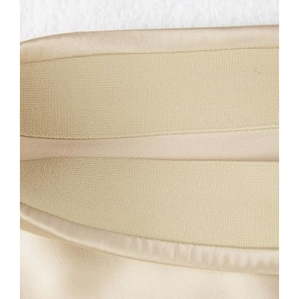 Elegant Dam Satin Silkeslen Kjol Hög Midja A-linjeformad Midikjol Beige L