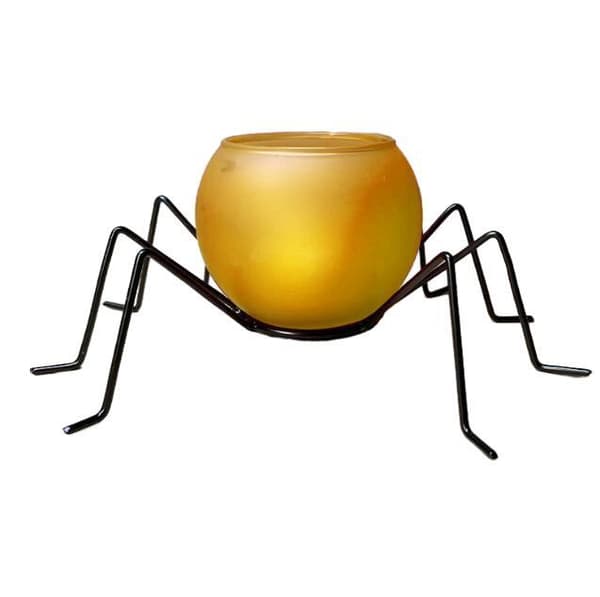 Halloween Glass Spider Lysestake Yellow