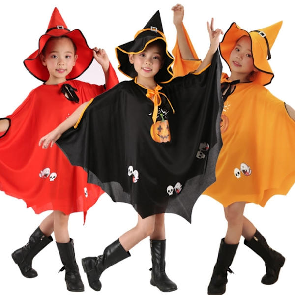 Halloween-kappa för barn, häxkostym för förtrollande föreställningar Red