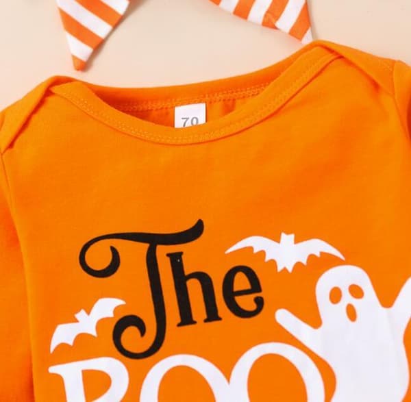 Halloween-set för flickor med pumpaprint, 3 delar Orange 100CM