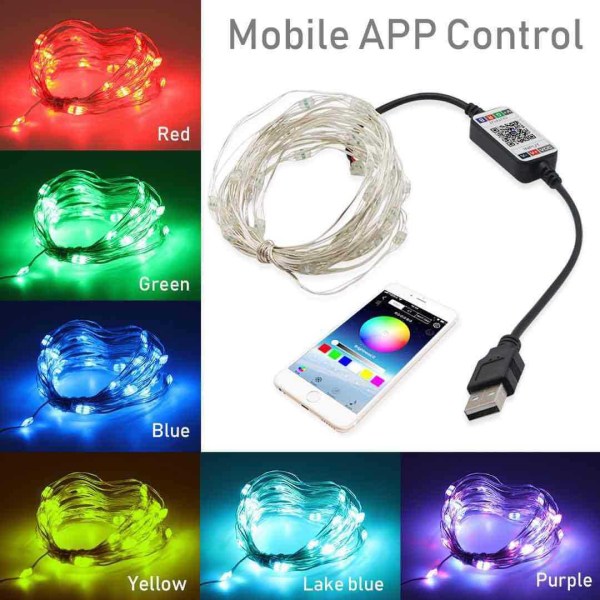 LED-slingor med musikläge RGB-färgförändring 20m 200LED