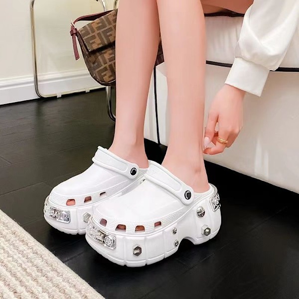Mænds og Kvinders Åndbare Have-Klodser Komfortable Slip-On Strand-Sandaler Tøfler White 42-43