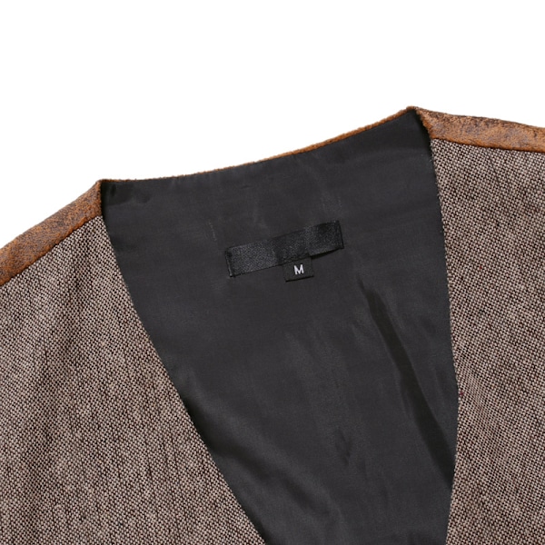Herrväst i mockaläder, casual väst med V-ringning och smal passform 2XL