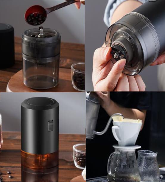 Bærbar USB Hjem Elektrisk Kaffe Kværn Black