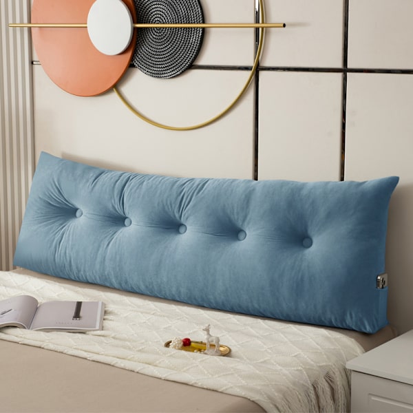 Kilepute Hodegavl Posisjonsstøtte Lang Pute for Seng Blue 100*40*12cm