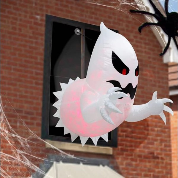 Halloween Oppblåsbare Spøkelse med LED-lys Innendørs eller Utendørs Hagedekor White
