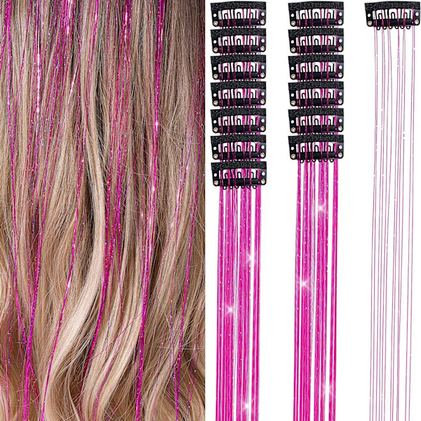 Clip-in Hårglans-Extensions Kit til Halloween Cosplay Fest Rose Pink
