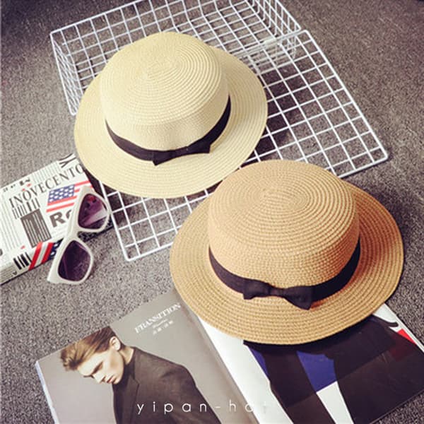 Kvinnor Bred Brätte Straw Panama Sun Hat Beige
