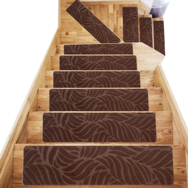 Halkfria trappsteg Matta inomhus trappmattor brown 12pcs