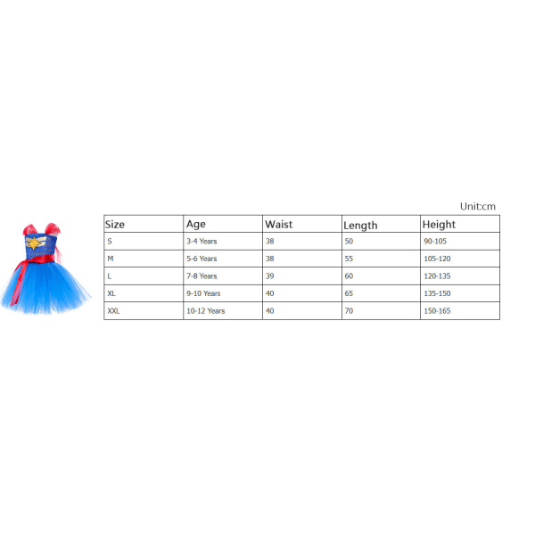 Justice League Supergirl Tutu-mekko Lapselle 120-135