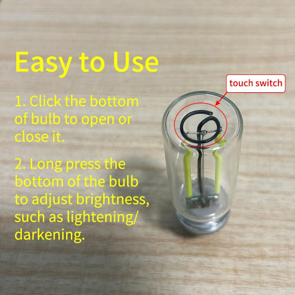 Bærbar Berøringsstyret LED Natlampe, Mini USB Pærelampe Warm Light